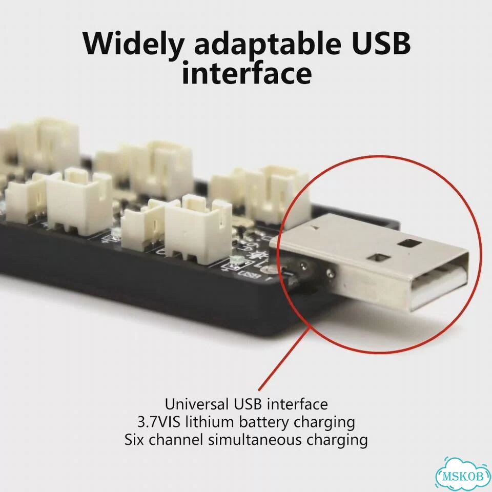 Aideepen USB-адаптер для зарядки LiPo аккумуляторов 6CH 3.8V фото 4