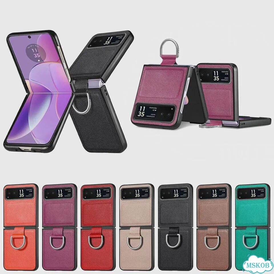 Чехол с кольцом для Motorola Razr 60 Ultra, зеленый, кожа фото 2