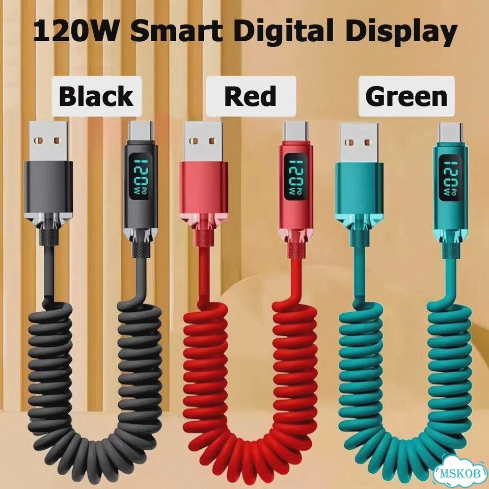 Кабель для быстрой зарядки 120W с цифровым дисплеем, выдвижной, USB A Type-C - Type-C, для Samsung фото 2
