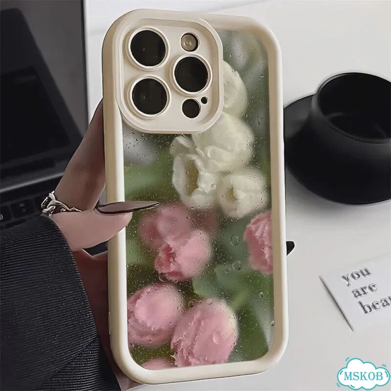 Чехол для iPhone с цветами, белый DJ55 фото 1