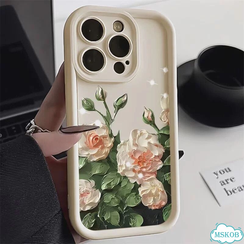 Чехол для iPhone с цветами, белый DJ55 фото 2