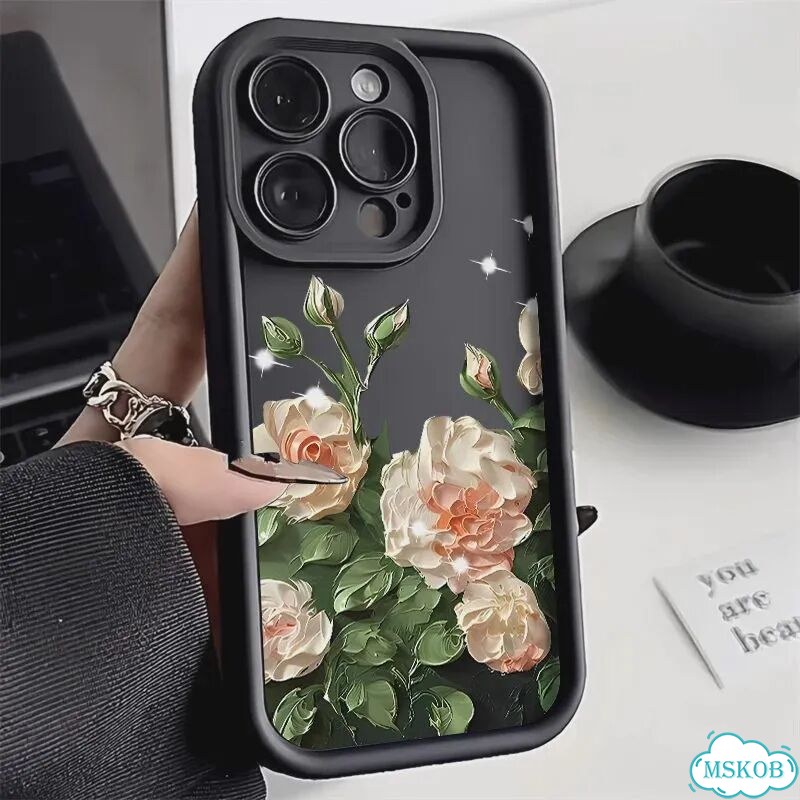 Чехол для iPhone с цветами, белый DJ55 фото 3