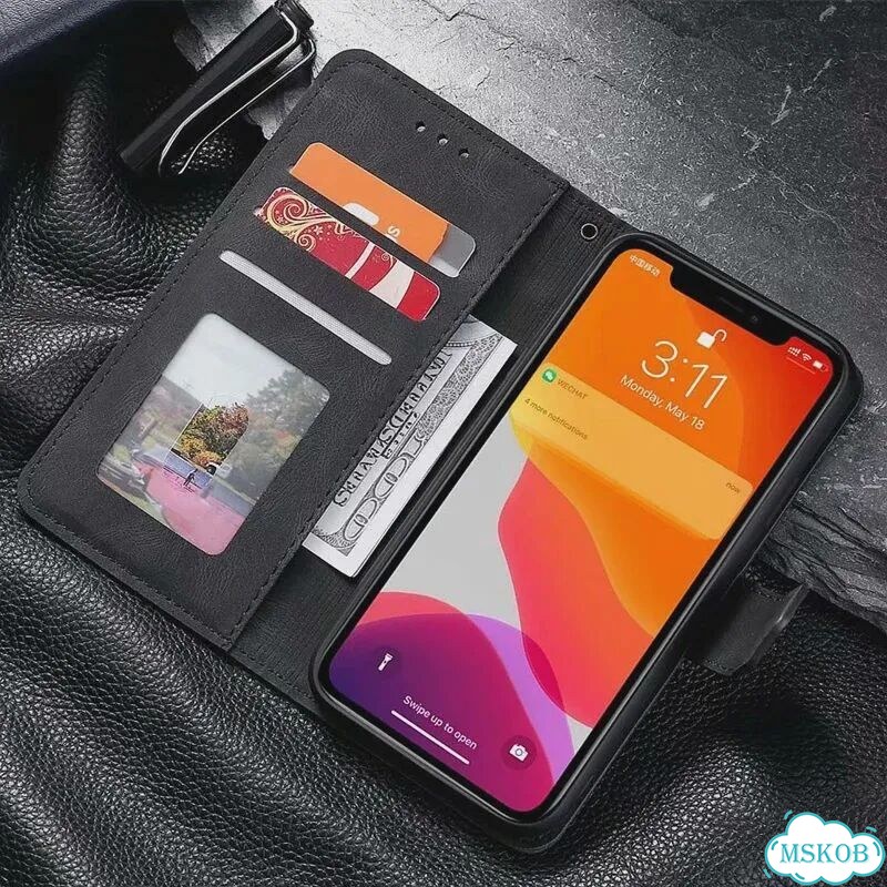 Серый кожаный чехол-флип для Redmi Note 11 Pro фото 3
