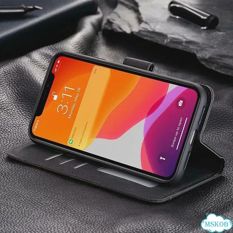 Серый кожаный чехол-флип для Redmi Note 11 Pro фото 5