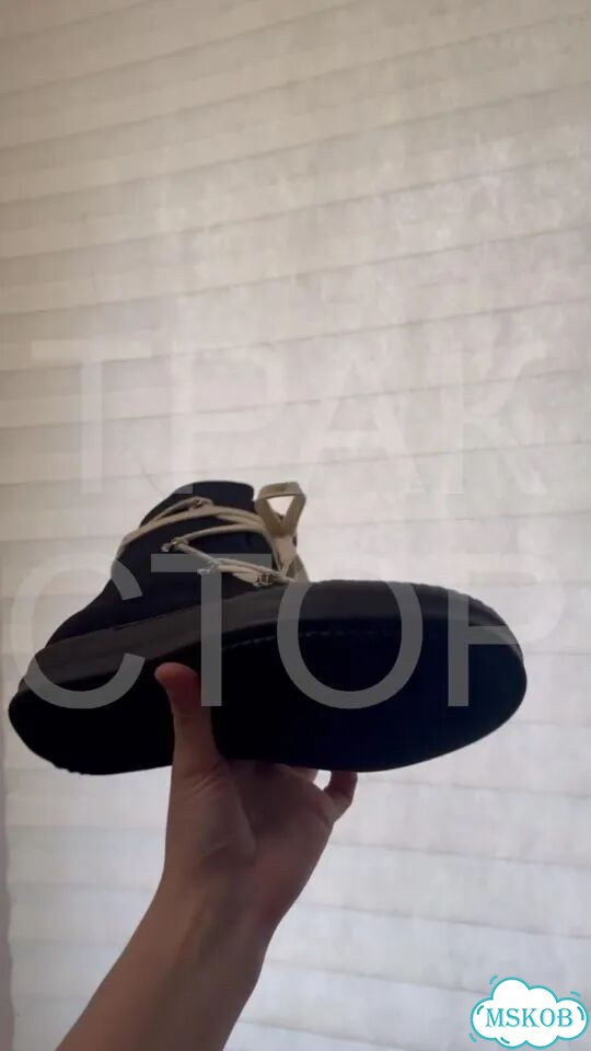 Кеды rick owens hexagram black laces white фото 1