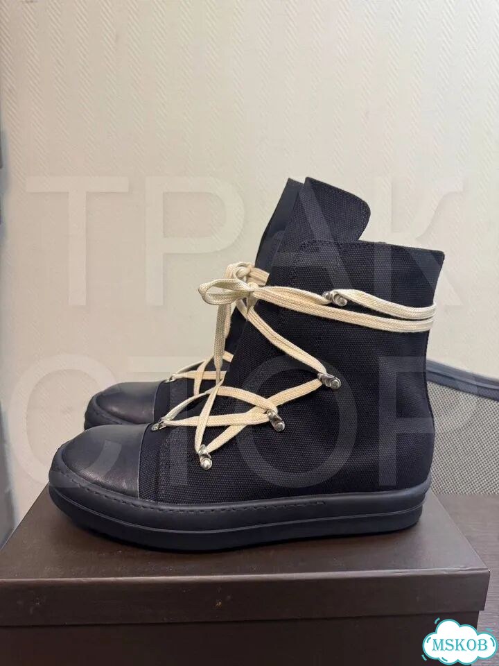 Кеды rick owens hexagram black laces white фото 2