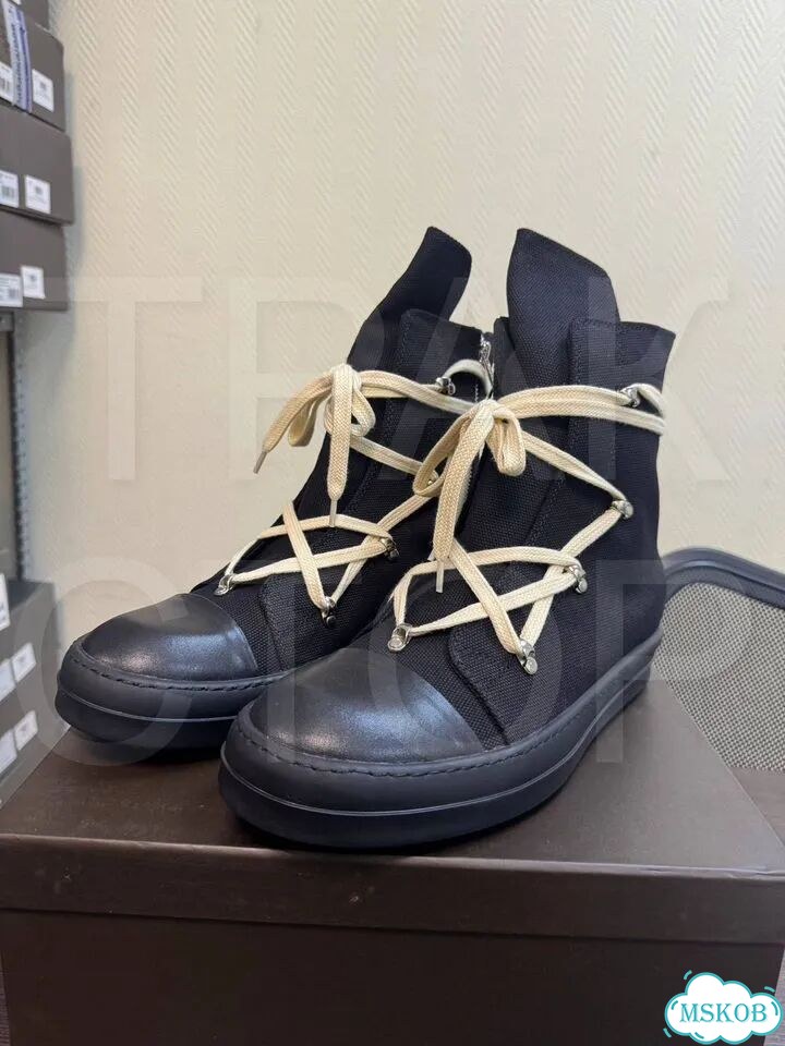 Кеды rick owens hexagram black laces white фото 3