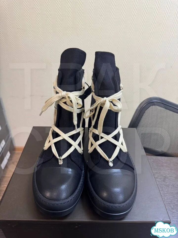 Кеды rick owens hexagram black laces white фото 4