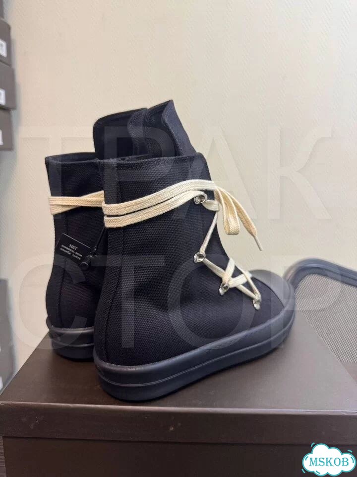 Кеды rick owens hexagram black laces white фото 5