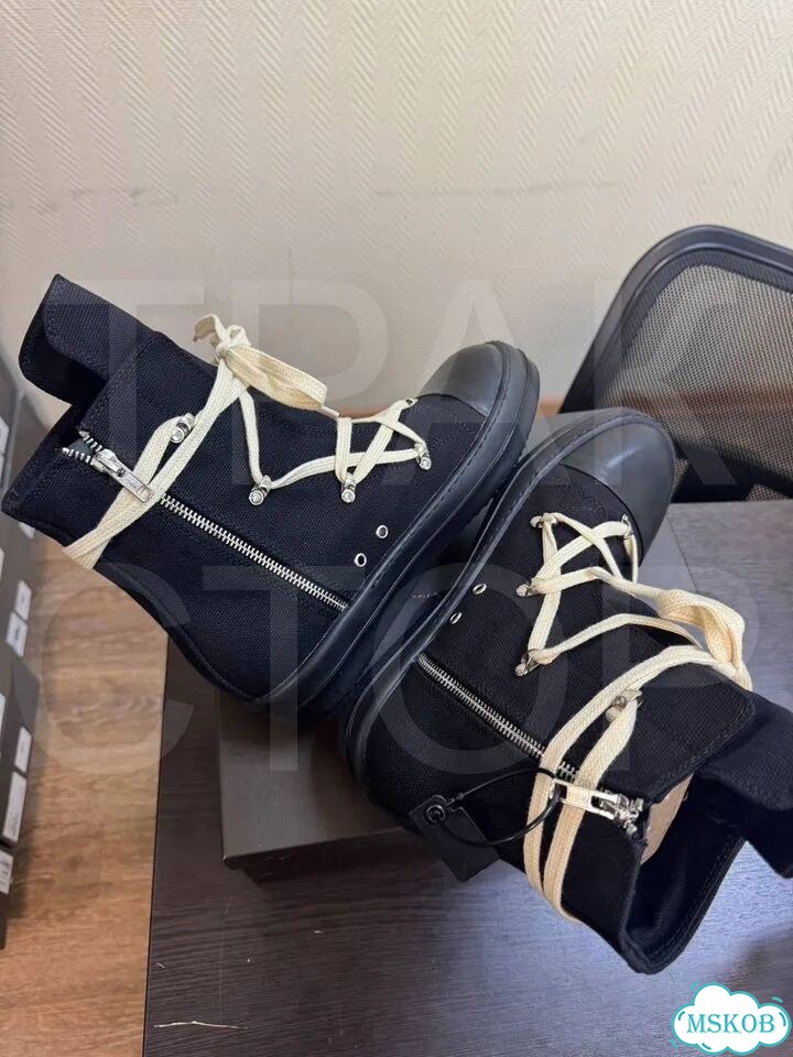 Кеды rick owens hexagram black laces white фото 7