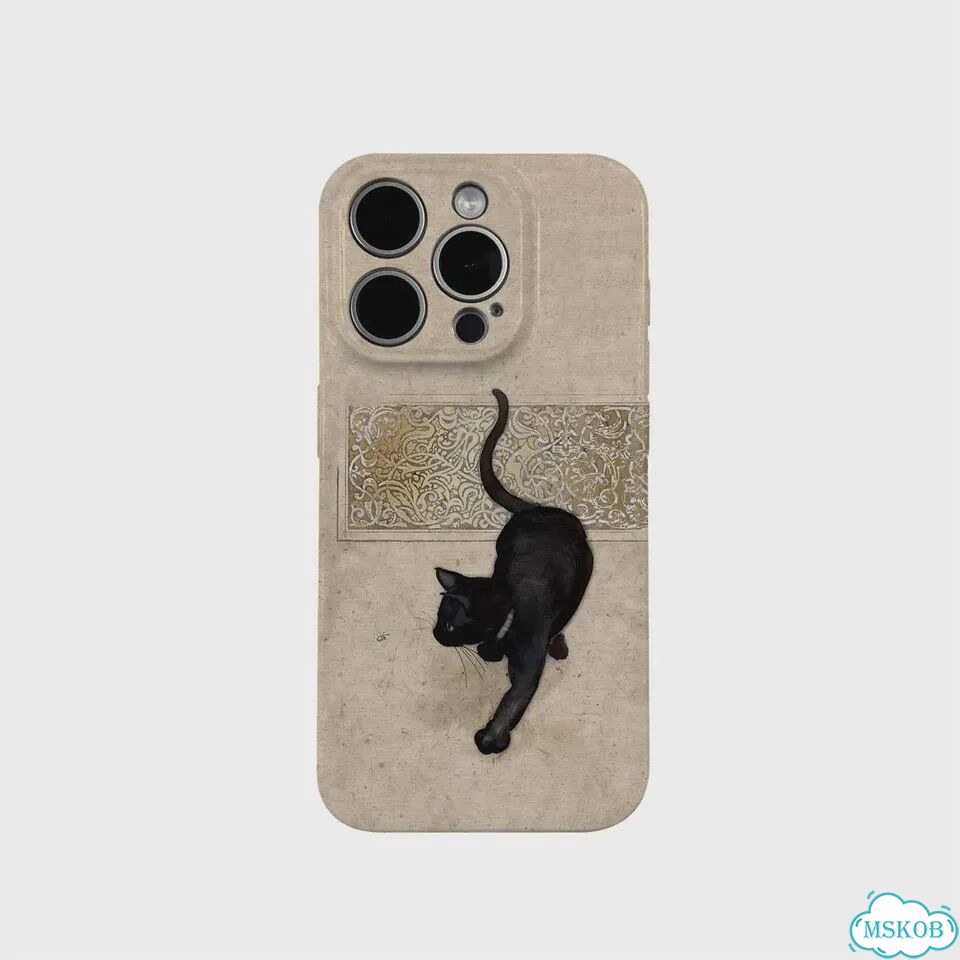 Ретро черноволосатый чехол с изображением кота и божьей коровки для iPhone 16 1, For iphone16 plus фото 4