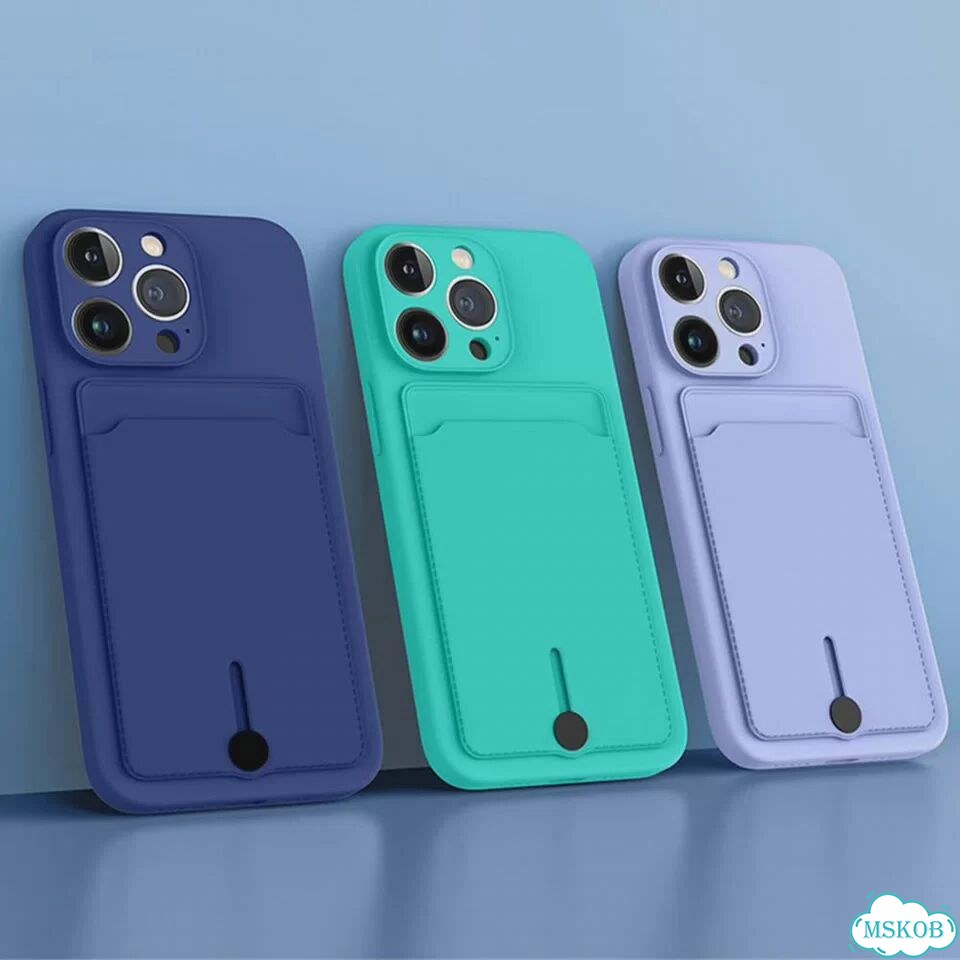 Черный чехол для iPhone 7/8/SE, силикон, с карманом фото 2