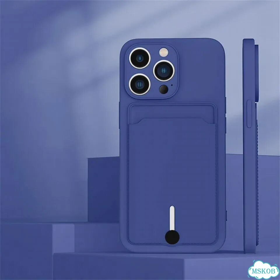 Черный чехол для iPhone 7/8/SE, силикон, с карманом фото 3