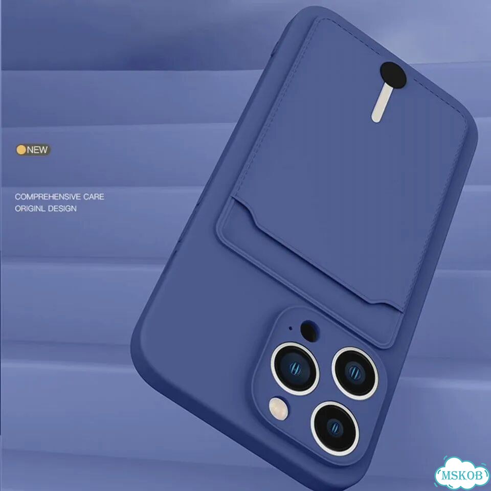 Черный чехол для iPhone 7/8/SE, силикон, с карманом фото 5