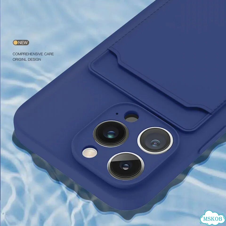 Черный чехол для iPhone 7/8/SE, силикон, с карманом фото 7