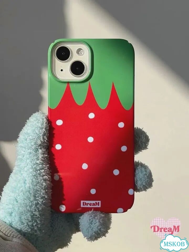 Чехол в горошек с клубникой для iPhone 16 14 13 Pro Max 12 11 Pro Plus For iPhone 12 mini фото 1