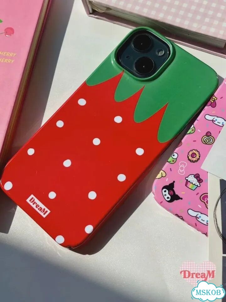 Чехол в горошек с клубникой для iPhone 16 14 13 Pro Max 12 11 Pro Plus For iPhone 12 mini фото 3