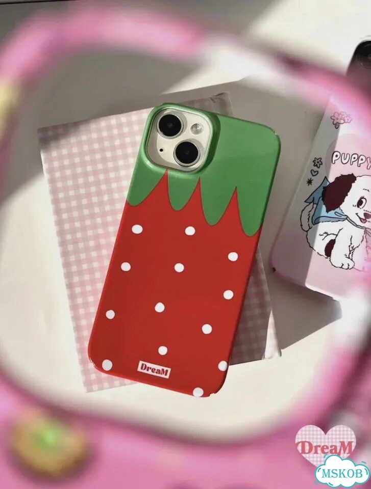 Чехол в горошек с клубникой для iPhone 16 14 13 Pro Max 12 11 Pro Plus For iPhone 12 mini фото 4