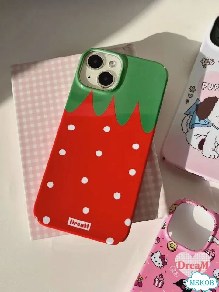 Чехол в горошек с клубникой для iPhone 16 14 13 Pro Max 12 11 Pro Plus For iPhone 12 mini фото 5