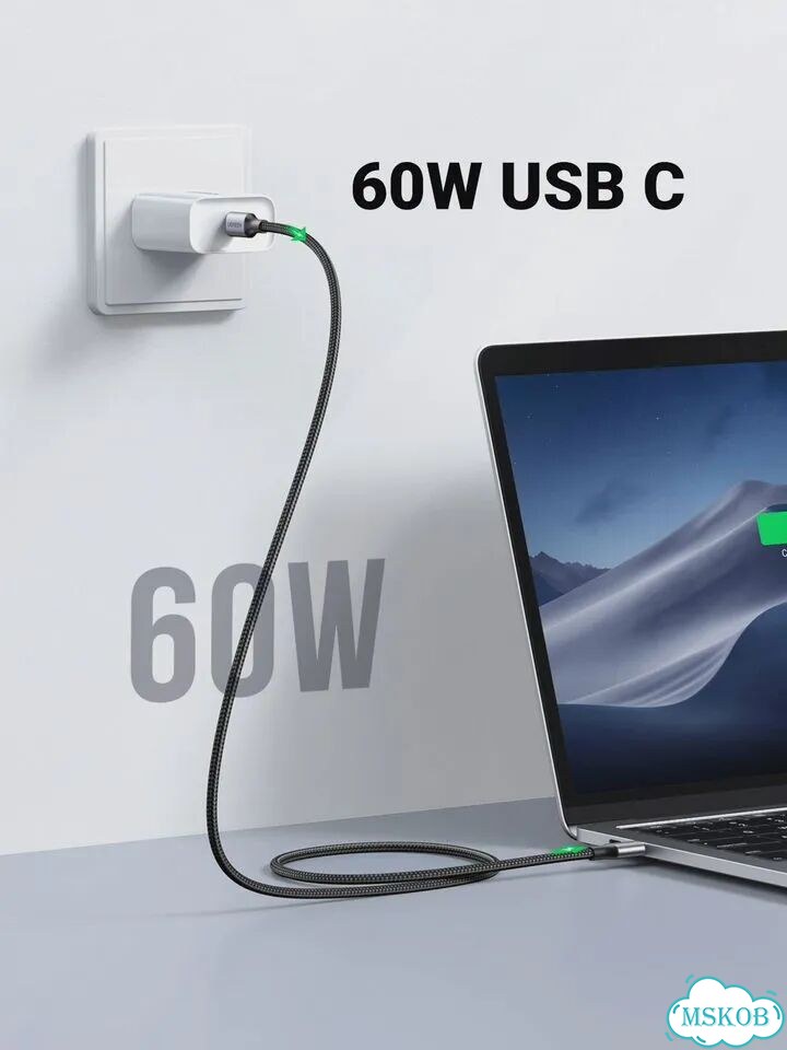 Кабель ugreen USB Type-C - USB-C 60W/100W для ноутбуков, MacBook, Черный, 2m 2Pcs, 100W PVC Black фото 3
