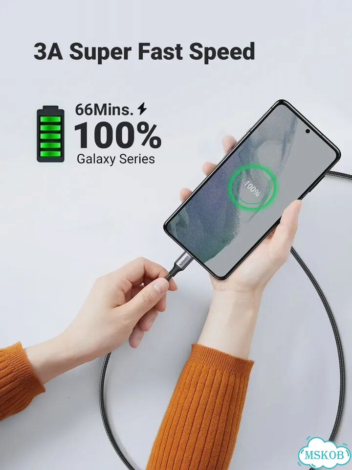 Кабель ugreen USB Type-C - USB-C 60W/100W для ноутбуков, MacBook, Черный, 2m 2Pcs, 100W PVC Black фото 4