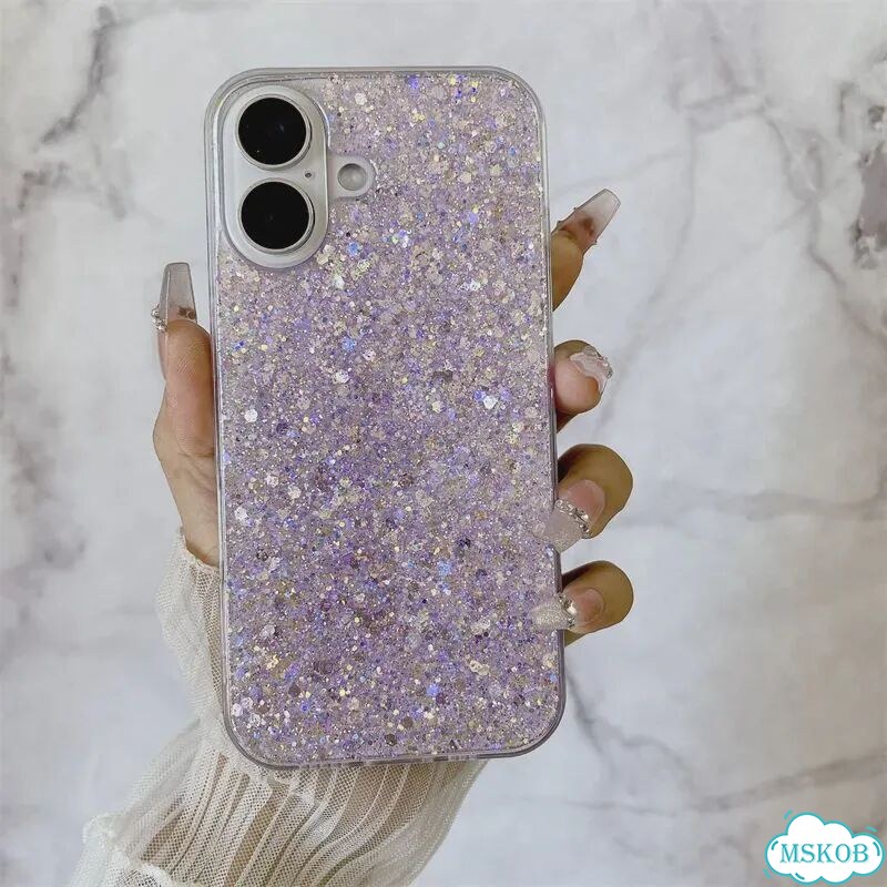 Блестящий чехол с пайетками для iPhone 17 16 15 14 13 12 11 Айфон 14 Про Макс, Фиолетовый, Purple фото 1