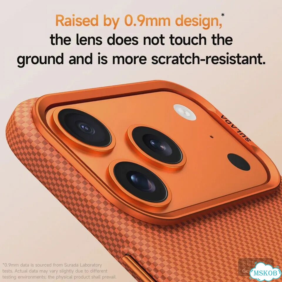 Чехол Sulada Grids Pattern из искусственной кожи для Magsafe Айфон 16 Про, Оранжевый, Orange Magsafe фото 3