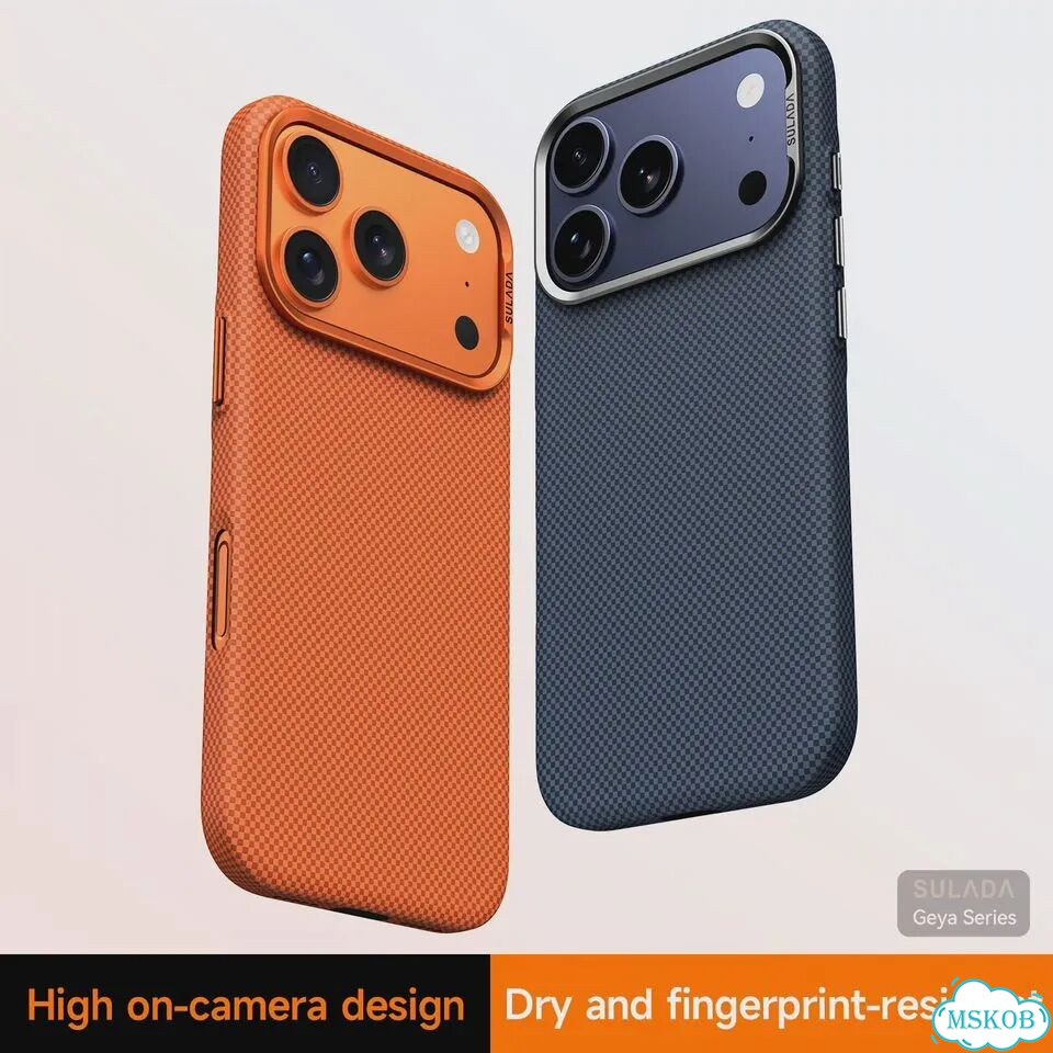Чехол Sulada Grids Pattern из искусственной кожи для Magsafe Айфон 16 Про, Оранжевый, Orange Magsafe фото 7