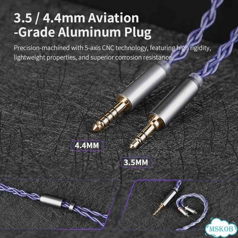 Kbear Неоновый кабель для наушников 2PIN 3.5mm фото 5