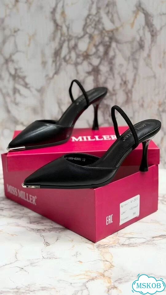 Туфли слингбэки Miss Miller Черные Голубые Кори фото 2