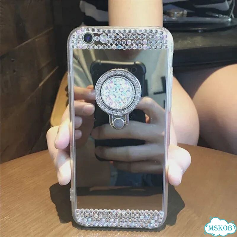 Чехол для iPhone 15 Rose Gold с кольцом и стразами фото 7