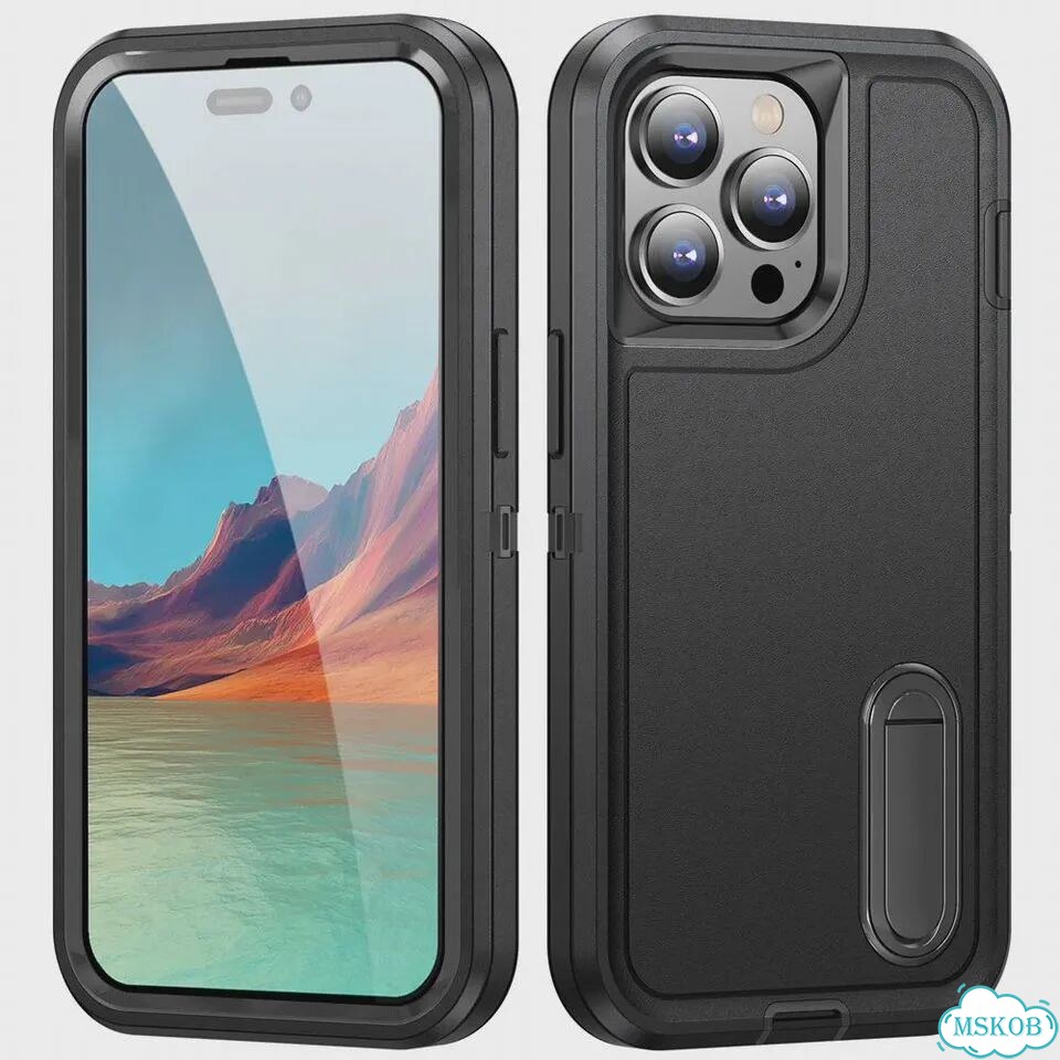Чехол для iPhone 13 Pro Max черный с подставкой фото 1