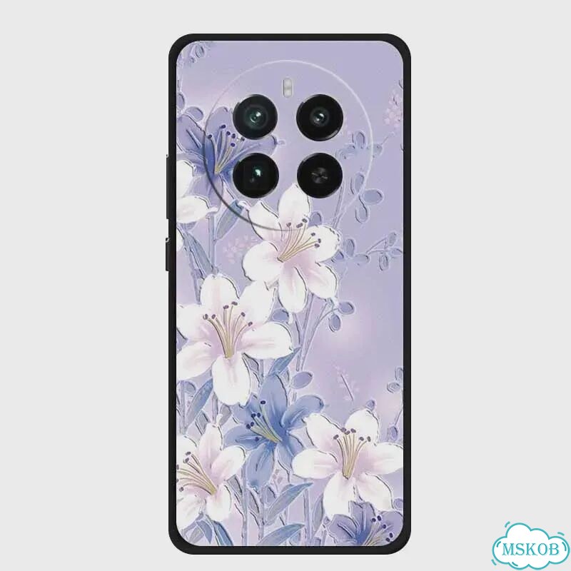 Чехол для Realme 12 4G с цветочным принтом, черный фото 6