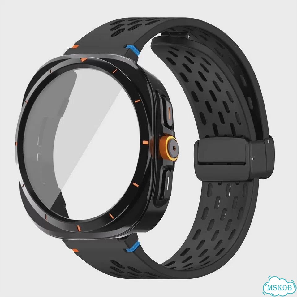 Чехол и ремешок для Samsung Galaxy Watch 7/6 caowtan Черный, Galaxy Watch 7 44mm, B фото 1