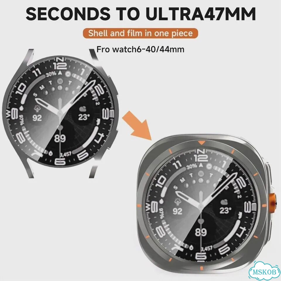 Чехол и ремешок для Samsung Galaxy Watch 7/6 caowtan Черный, Galaxy Watch 7 44mm, B фото 3