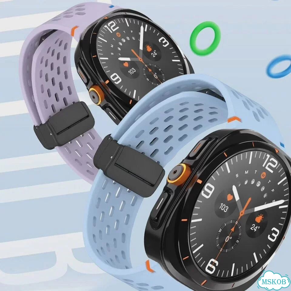 Чехол и ремешок для Samsung Galaxy Watch 7/6 caowtan Черный, Galaxy Watch 7 44mm, B фото 5