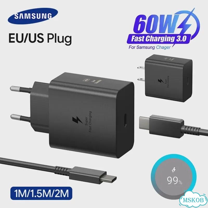 Оригинальное зарядное устройство Samsung 60W Super Fast Type C PD 45W для Galaxy S26 Black 60W EU 1M фото 2