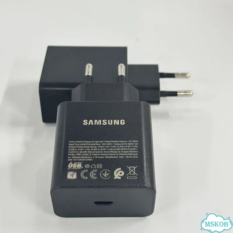Оригинальное зарядное устройство Samsung 60W Super Fast Type C PD 45W для Galaxy S26 Black 60W EU 1M фото 5