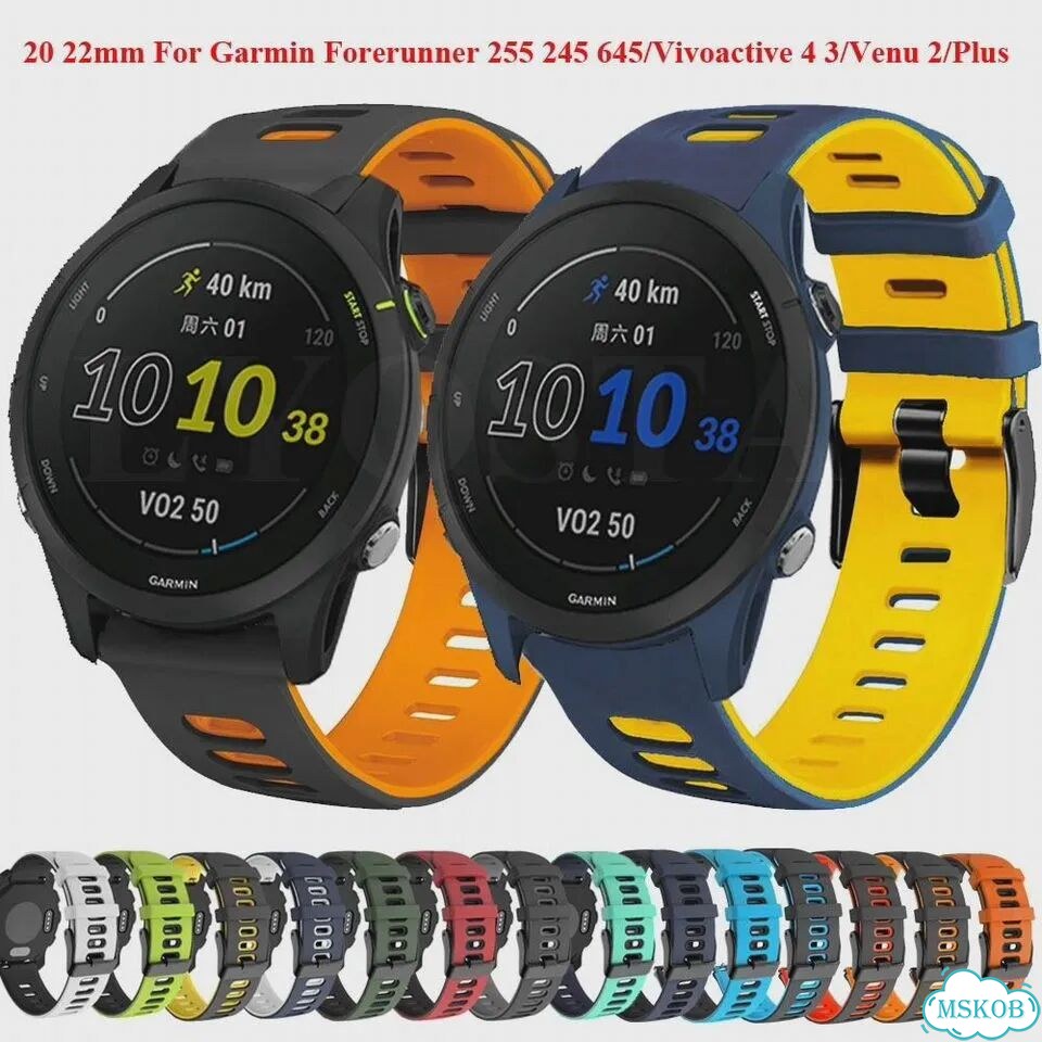 Силиконовый ремешок 22/20 мм для Garmin, черный black gray фото 2