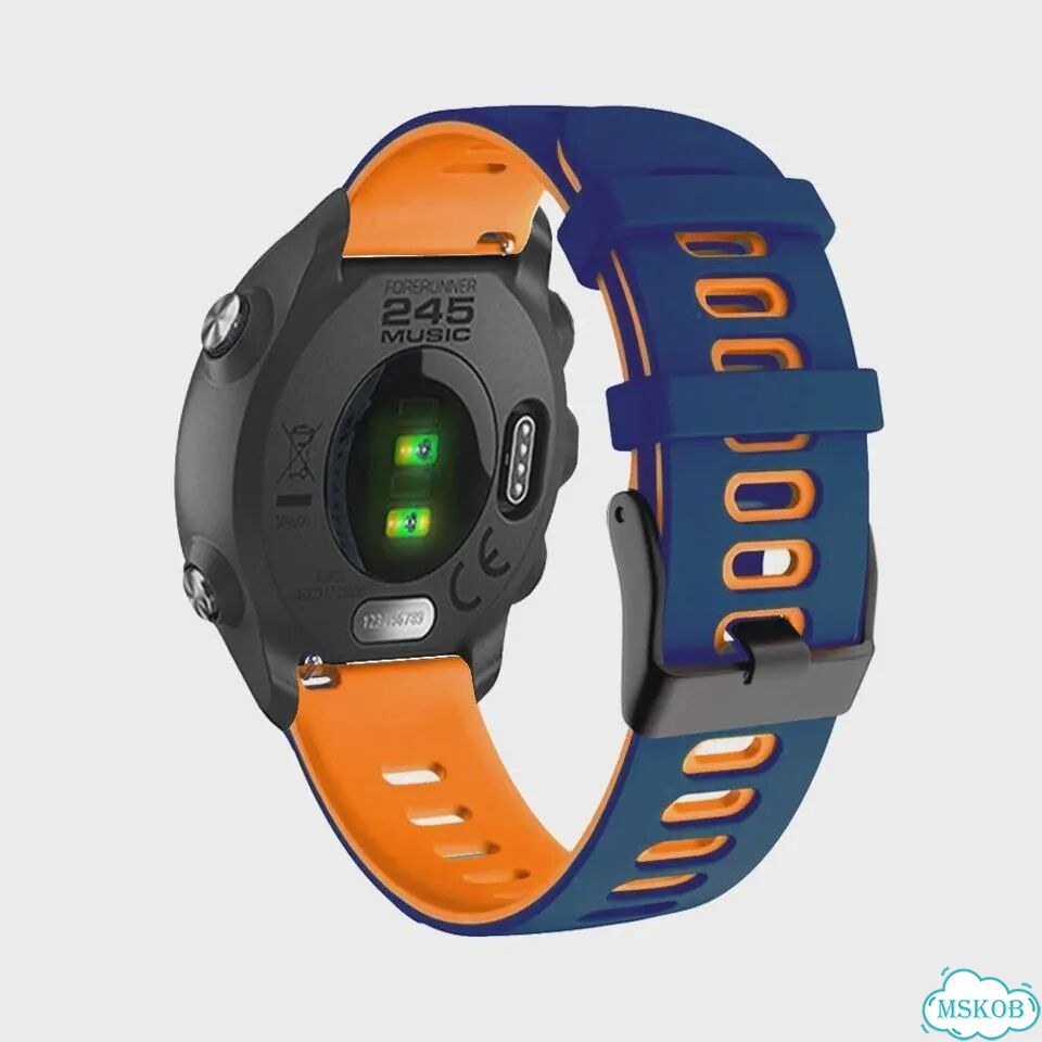 Силиконовый ремешок 22/20 мм для Garmin, черный black gray фото 5