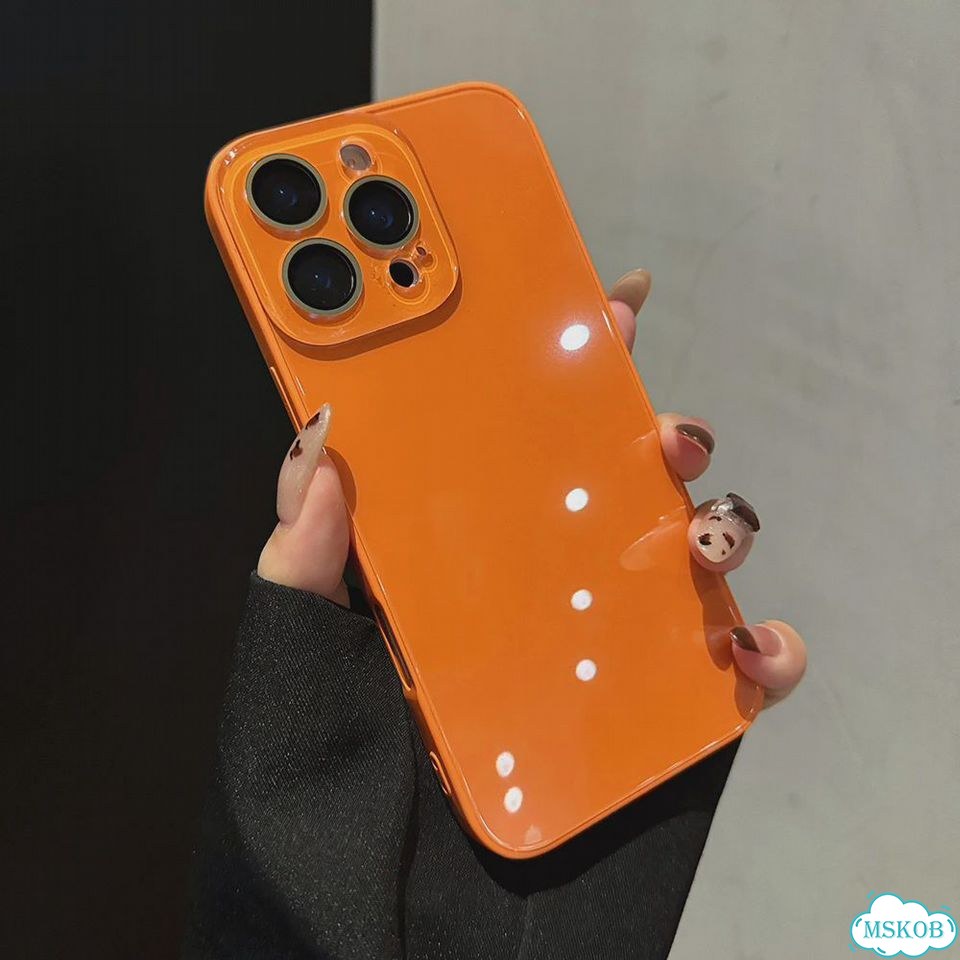 Роскошный оранжевый глянцевый однотонный чехол для телефона для iPhone 17, 16, айфон 14, Белый, 7 фото 2