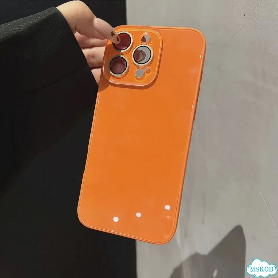 Роскошный оранжевый глянцевый однотонный чехол для телефона для iPhone 17, 16, айфон 14, Белый, 7 фото 3