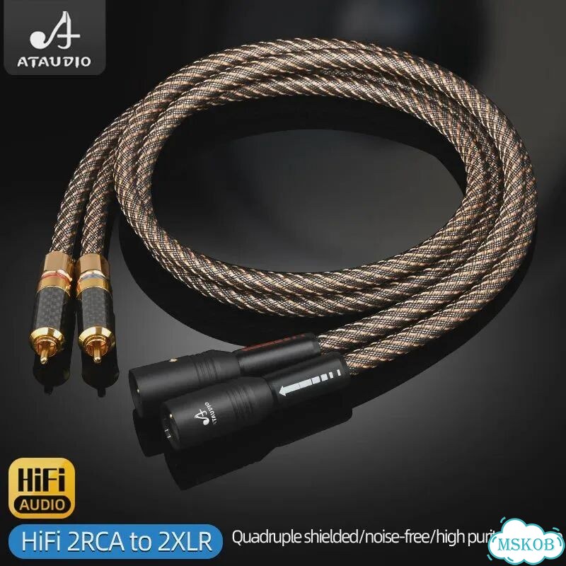Аудио кабель RCA-XLR ataudio 2RCA to 2XLR Male, 1 м фото 2