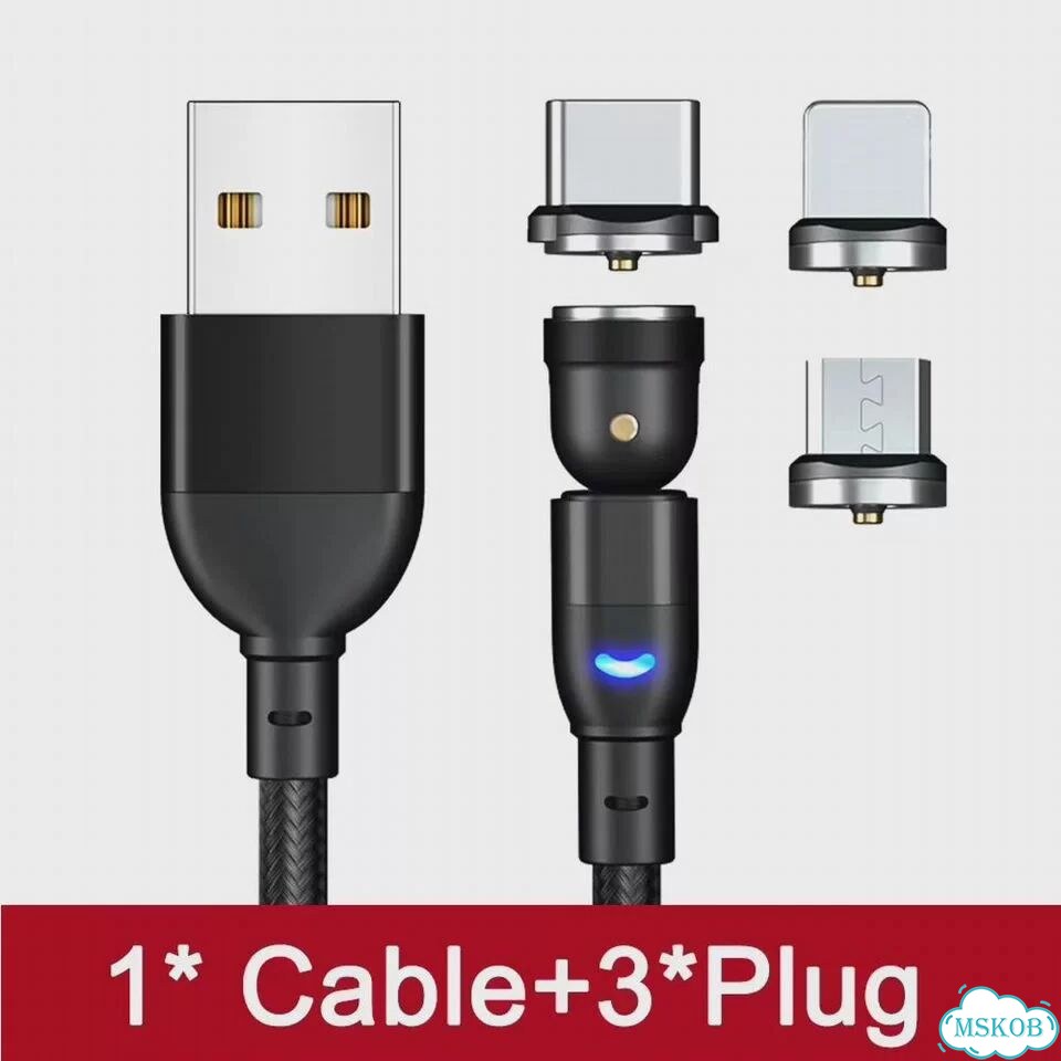 Поворотный USB-кабель aufu на 540 градусов, 3 м, магнитное зарядное 2m(6.6ft), Black with 3Tips фото 1