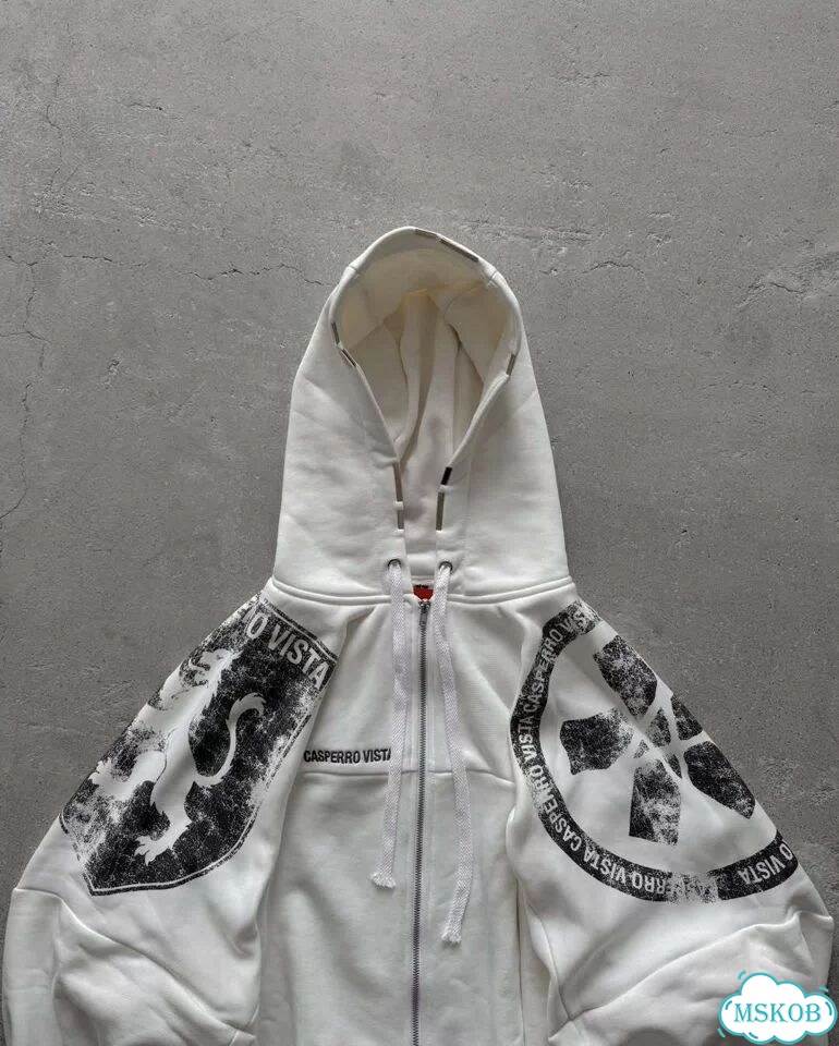 Зип худи cozy white big logo archive фото 5