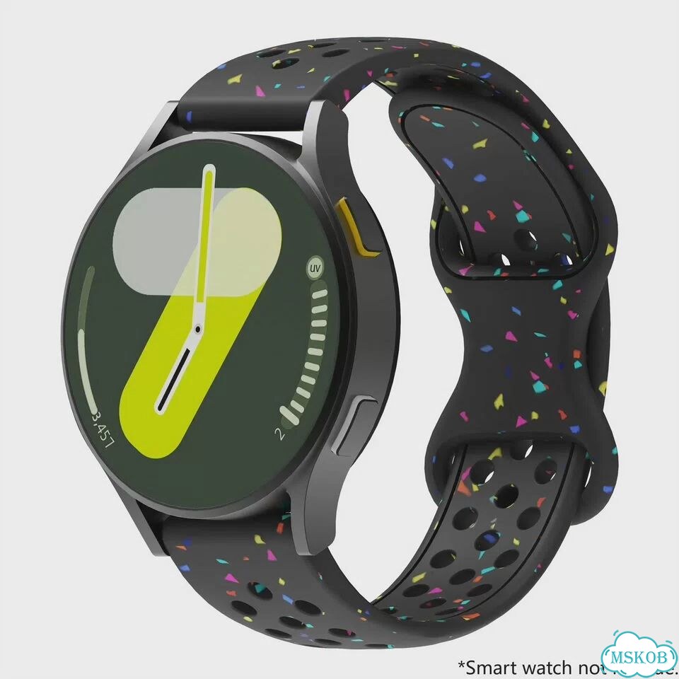 Силиконовый ремешок caowtan для Samsung Galaxy Watch 7/6/5/4, Huawei Watch GT5 18mm, Черный, Black фото 1
