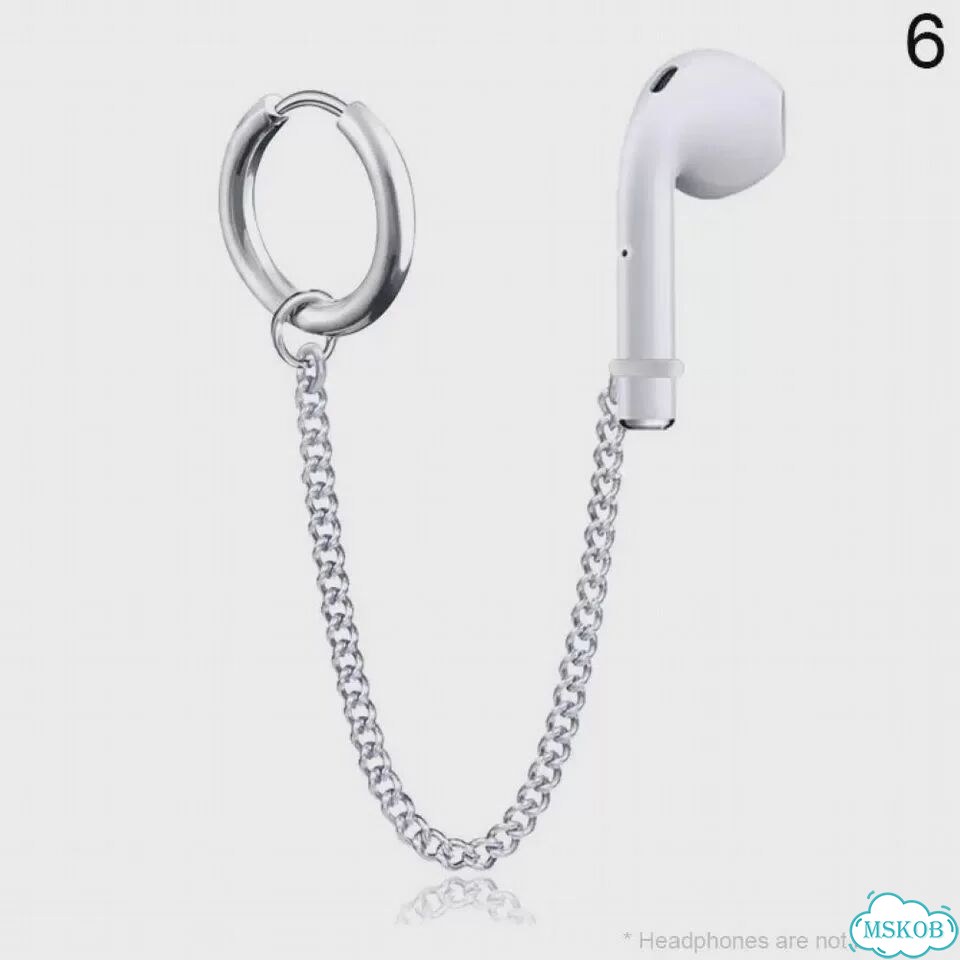 Серебряные серьги-цепочки для AirPods, Цвет: only Earring 6 фото 1