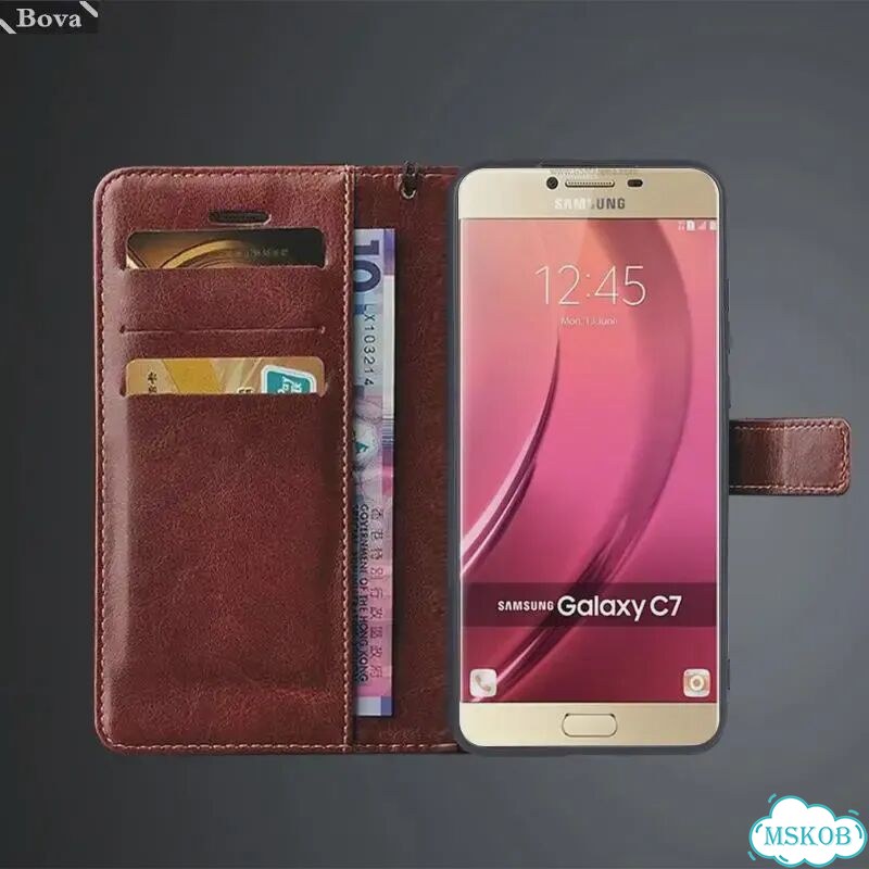 Чехол с держателем для карт для Samsung Galaxy C7 / Galaxy C7 Pro, откидной Чехол из искусственной к фото 5