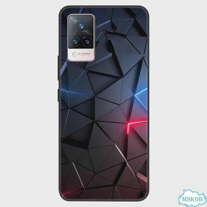 Для vivo V21 5G 4G Чехол V2050 Окрашенный силиконовый мягкий чехол из Черный, 01, For vivo V21 5G фото 1