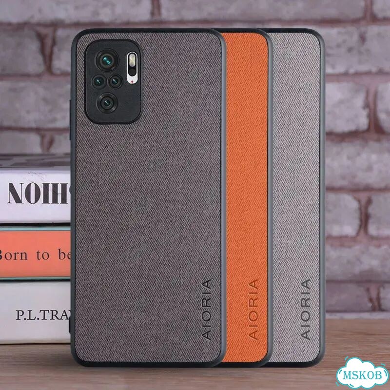 Оранжевый чехол для Xiaomi Poco M5S из текстурированной экокожи фото 2